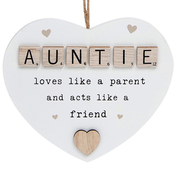 Scrabble Sentiment Hanging Heart Auntie