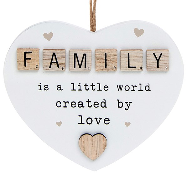 Scrabble Sentiment Hanging Heart Family