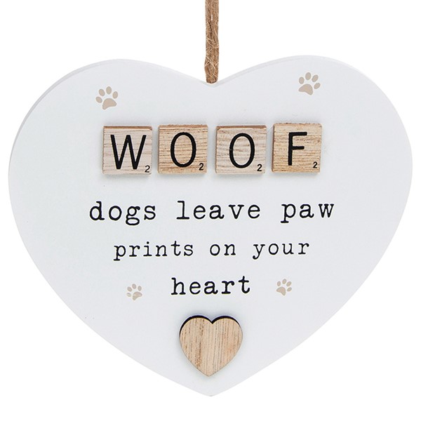 Scrabble Sentiment Hanging Heart Woof