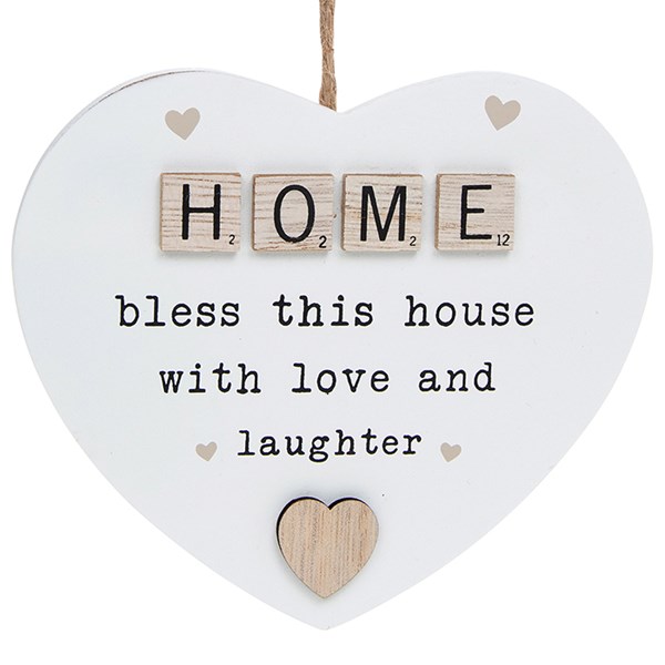 Scrabble Sentiment Hanging Heart Home