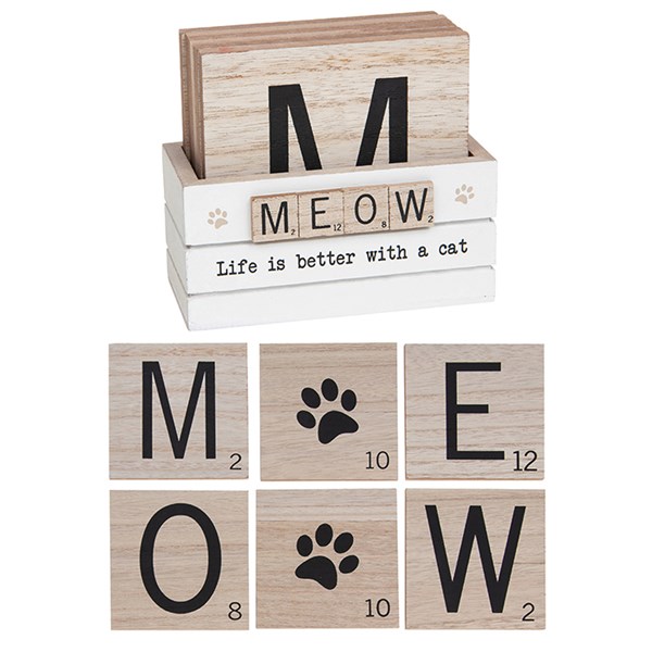 Scrabble Coasters Set of 6 Cat