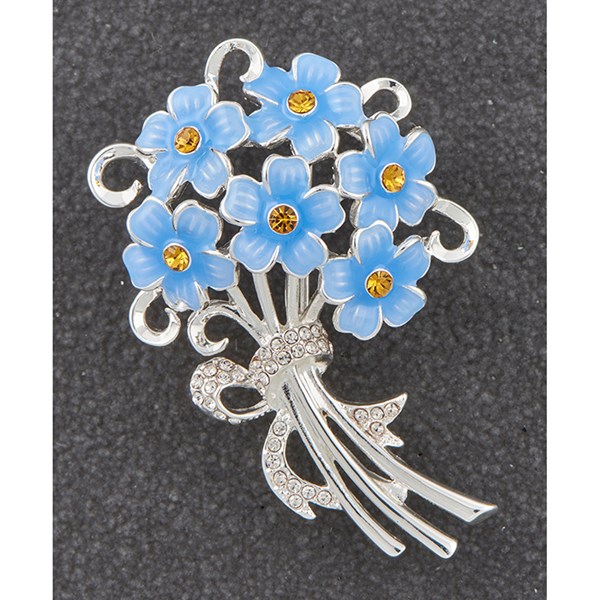 Forget Me Not Silver Plated Brooch