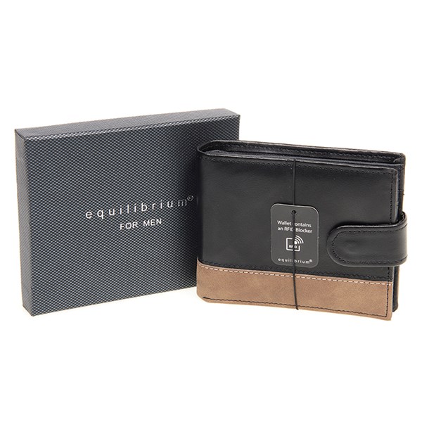 EQ For Men RFID Wallet Black/Tan