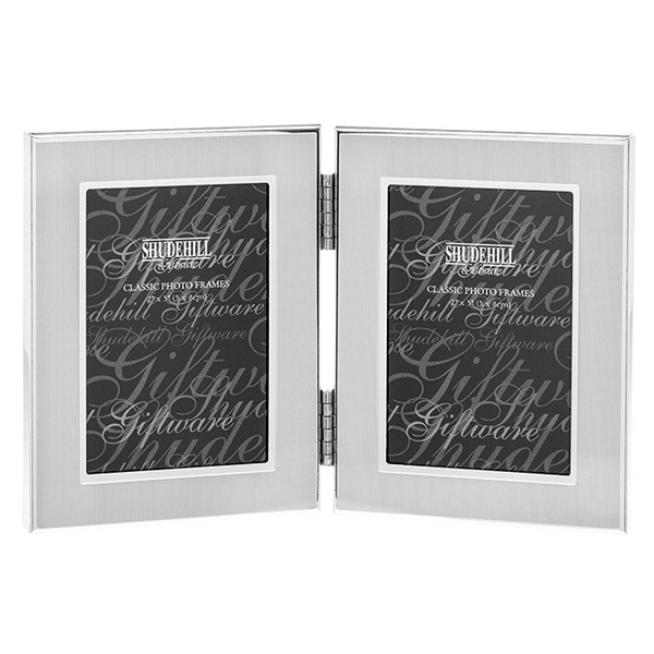 Plain Silver Frame 2x3 Double Folding Portrait