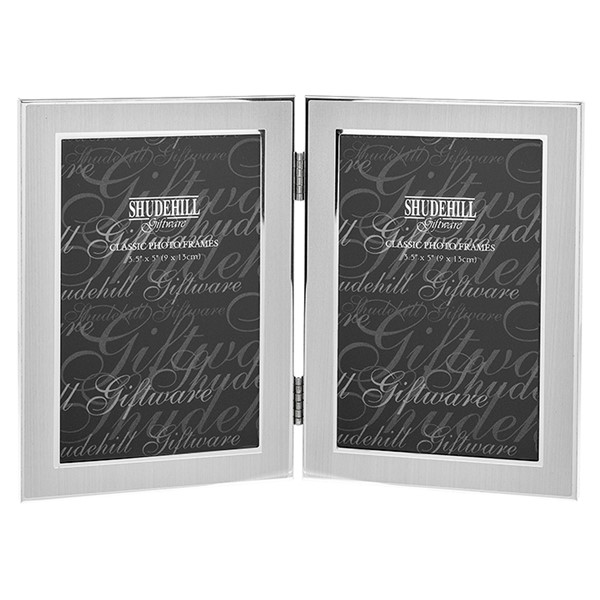 Plain Silver Frame 3x5 Double Folding Portrait