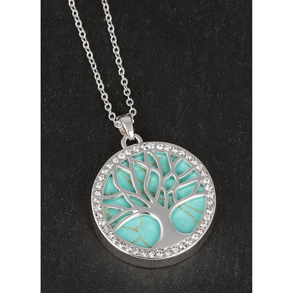 Equilibrium Silver Plated Turquoise Tree of Life Necklace