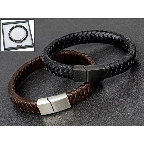 EQ For Men Thick Single Leather Bracelet