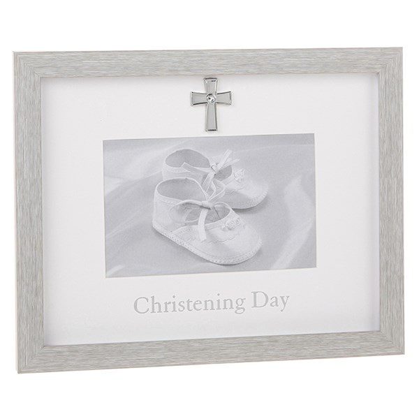 Modern Grey Christening Frame 6x4