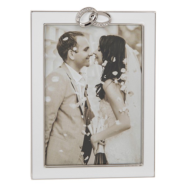 White Enamel Wedding Ring Frame 5x7