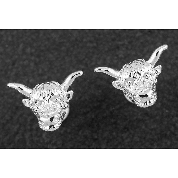 Highland Coo Head Silver Plated Earrings
