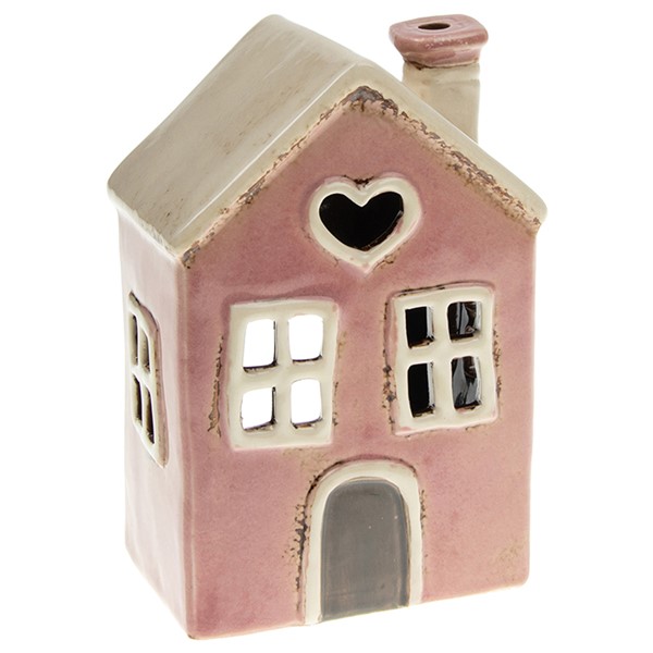 Village Pottery Heart House Tealight Pink