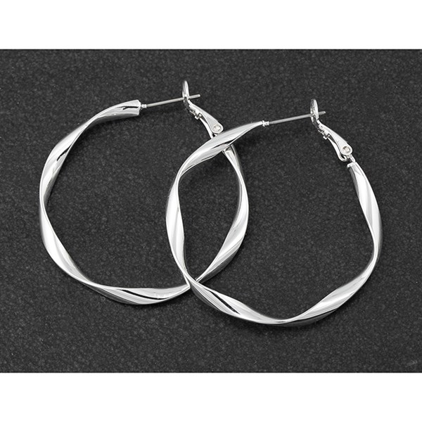 Twisted Silver Plated Hoop Earrings