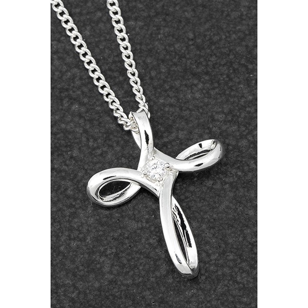 Diamante Silver Plated Cross Necklace