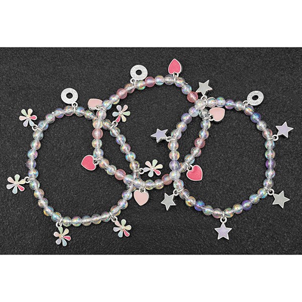 Girls Colourful Silver Plated Charm Bracelet
