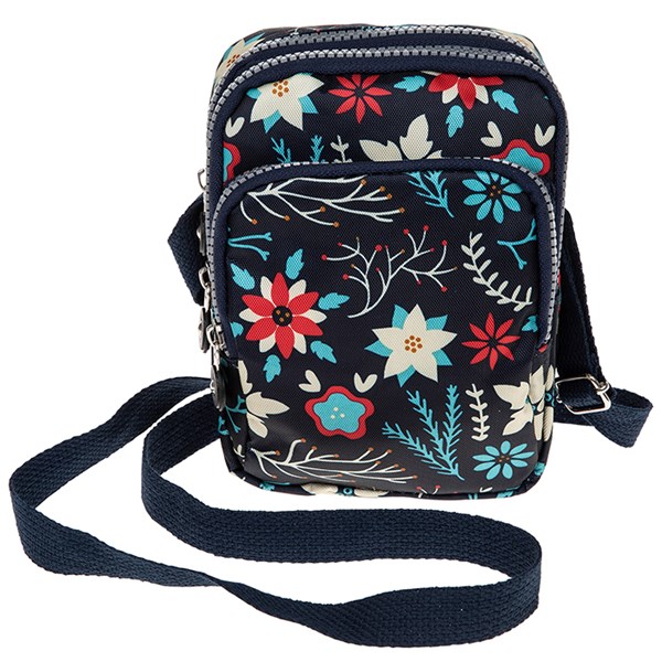 Blue & Red Flowers Cross Body Bag