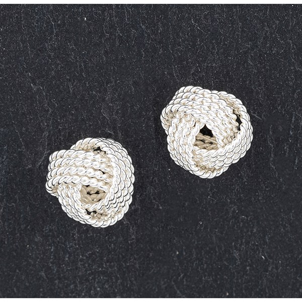 Rope Knot Silver Plated Stud Earrings