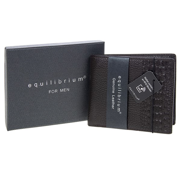 EQ For Men Contrast RFID Leather Wallet Brown