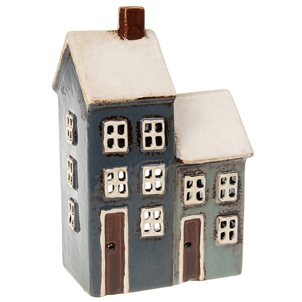 Village Pottery Grey & Navy 2 House Tealight