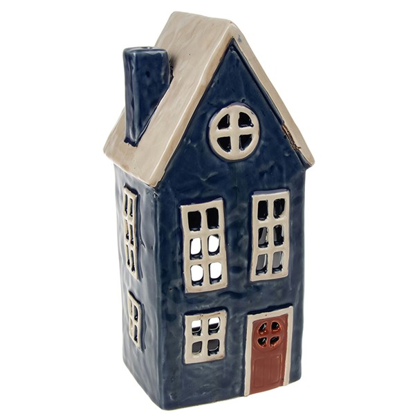 Village Pottery Tall Cottage Navy Tealight