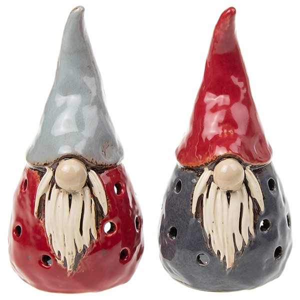 Village Pottery Gonk Tealight Small Grey/Red