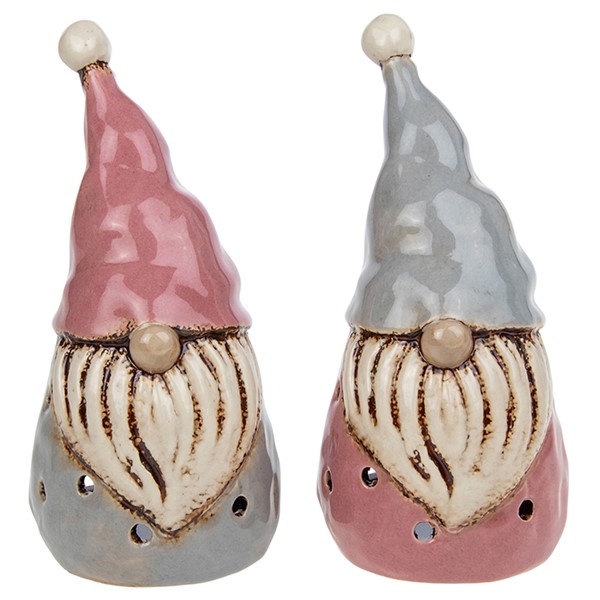 Village Pottery Gonk Tealight Large Pink/Grey