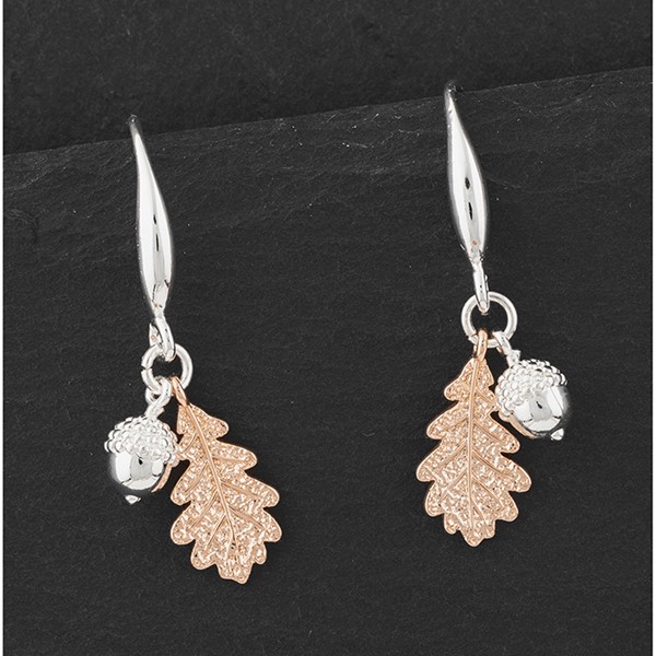 Back To Nature Two Tone Acorn Oak Earrings