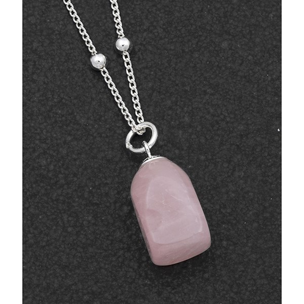 Gemstone SP NQ Necklace Rose Quartz