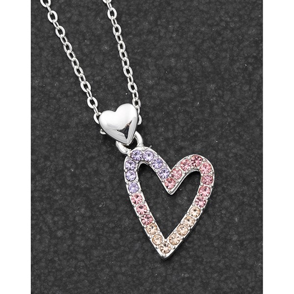 Elegant Pastel Silver Plated Heart Necklace