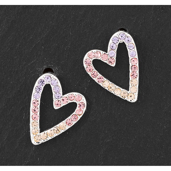 Elegant Pastel Silver Plated Heart Studs