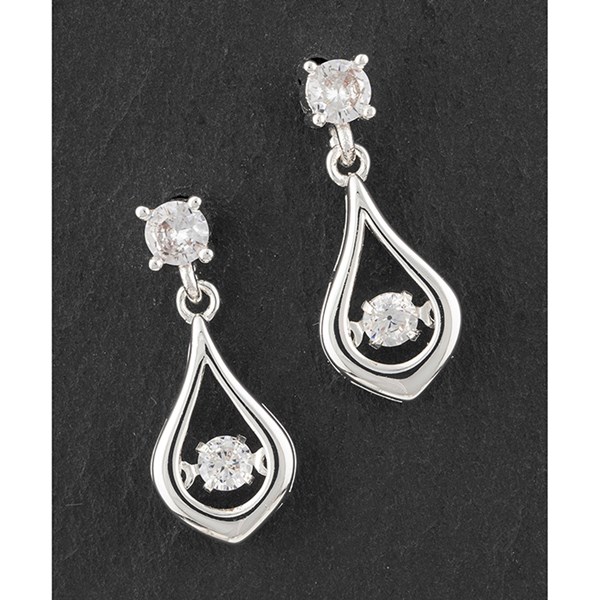 Moving Crystals Silver Plated Teardrop Earrings