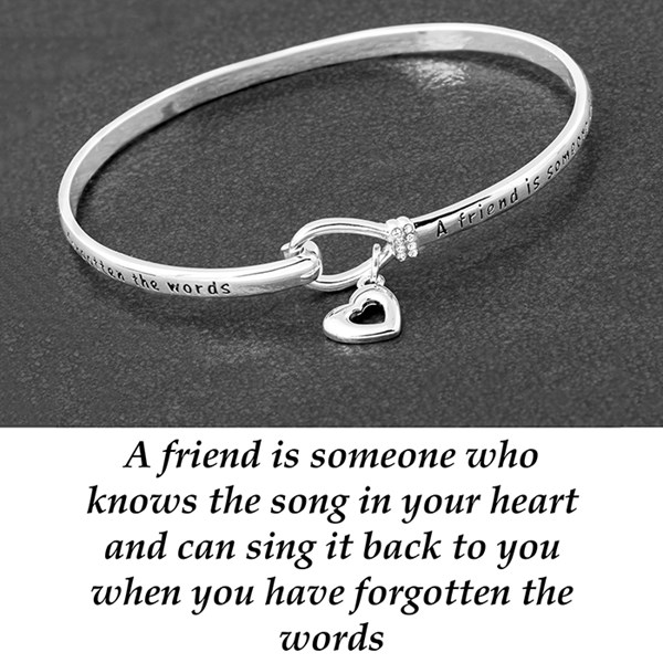 Meaningful Words Silver Plated Bangle Friend