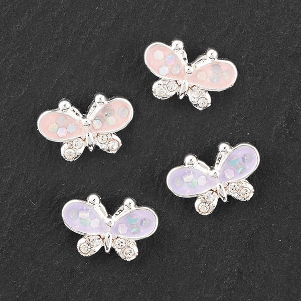 Girls Glitter Sparkle Butterfly Silver Plated Earrings