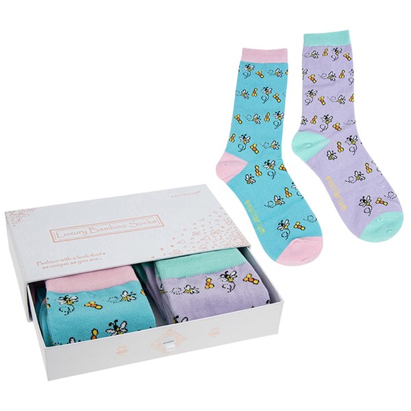 Ladies Bamboo Socks Gift Box Honey Bee