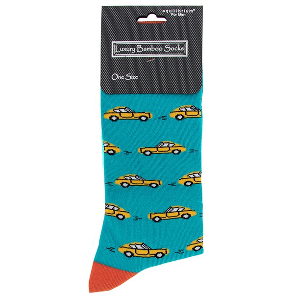 Men's Bamboo Socks Yellow Car