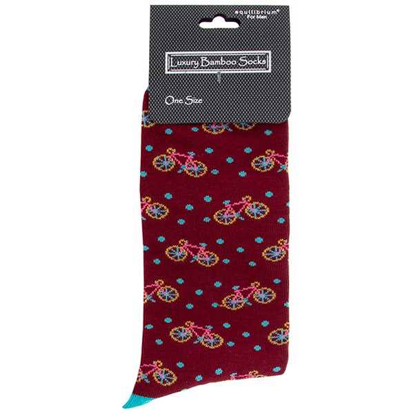 Men's Bamboo Socks Cycle Burgundy