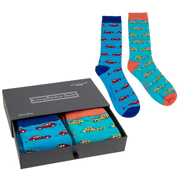 Men's Bamboo Socks Gift Box Car