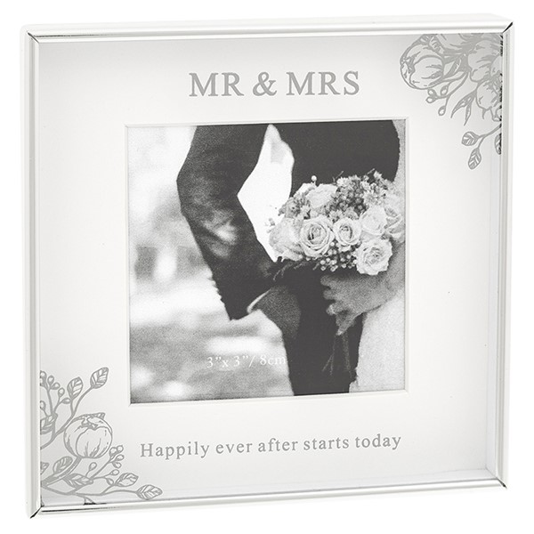 Mirror Floral Frame 3x3 Mr & Mrs