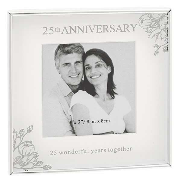 Mirror Floral Frame 3x3 25th Anniversary