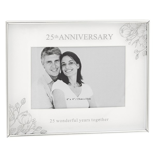 Mirror Floral Frame 6x4 25th Anniversary