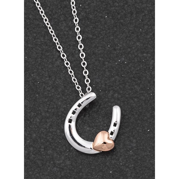 Equestrian Lucky Horseshoe Two Tone Necklace