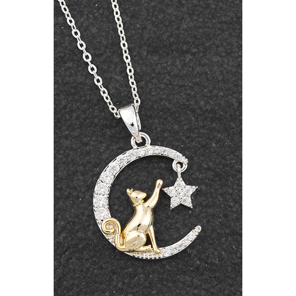 Wish Upon A Star Two Tone Cat Necklace