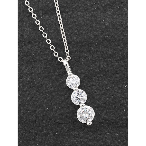 Pure Elegance Triple Diamante Silver Plated Necklace