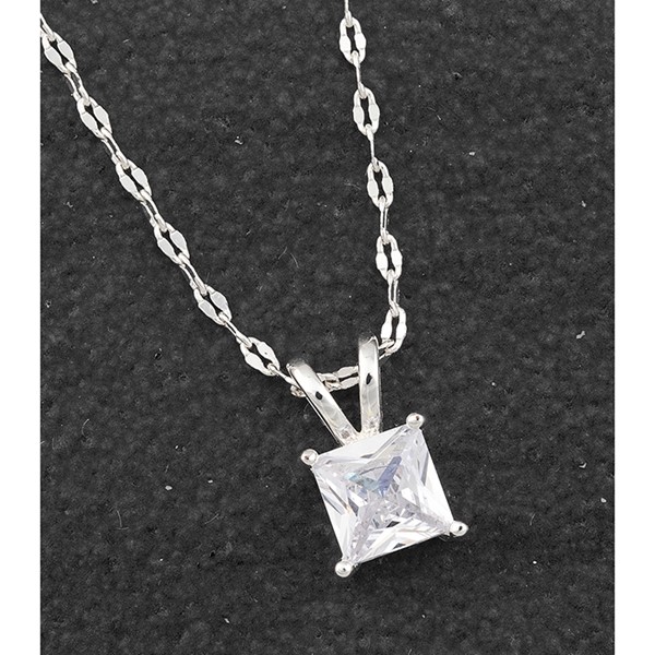 Pure Elegance Silver Plated Solitaire Necklace