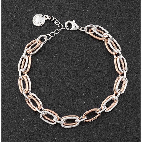 Polished Two Tone Modern Links Bracelet