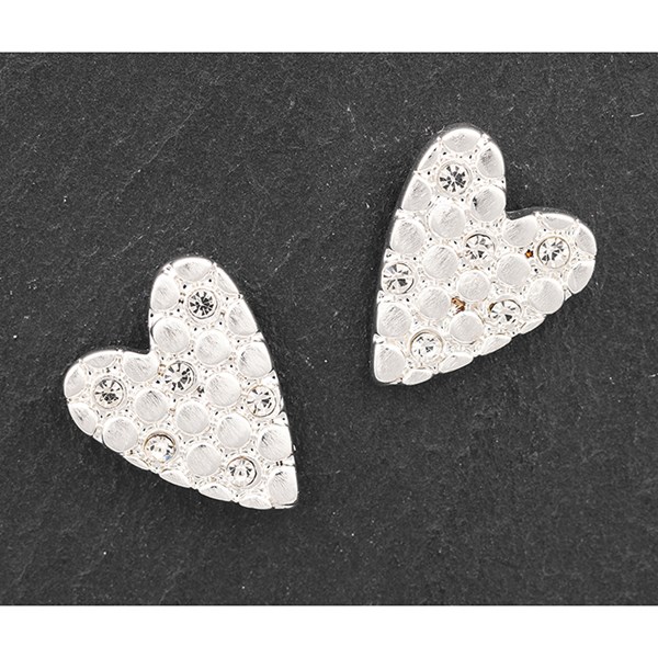 Honeycomb Heart Silver Plated Stud Earrings
