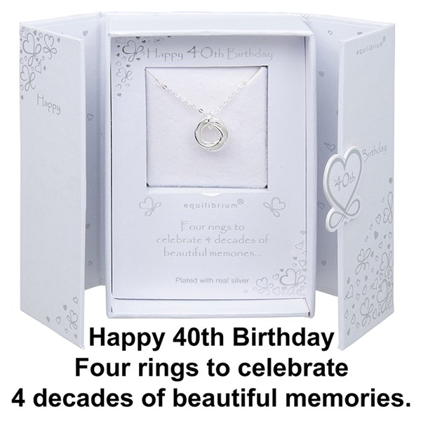 Age 40 Four Rings Silver Plated Necklace
