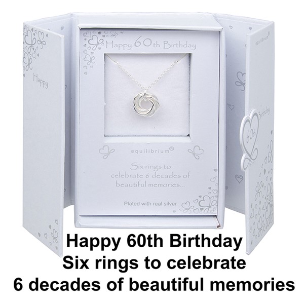Age 60 Six Rings Silver Plated Necklace