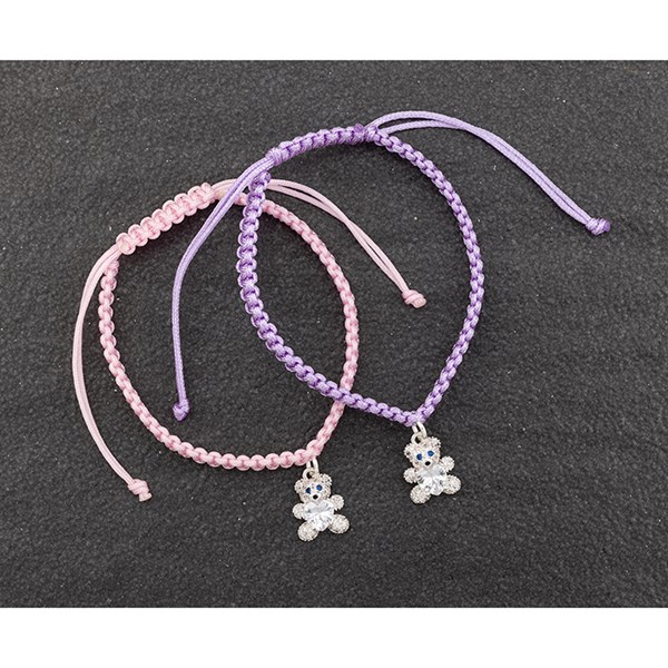Girls Silver Plated Sparkle Teddy Friendship Bracelet