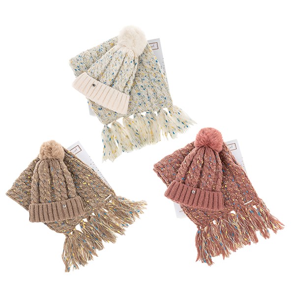 Flecked Boxed Hat & Scarf Set
