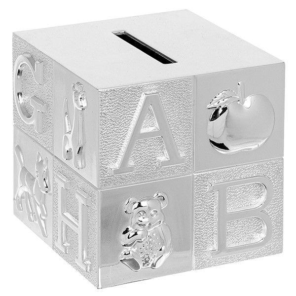 Deluxe Silver Plated Money Box Cube Silver